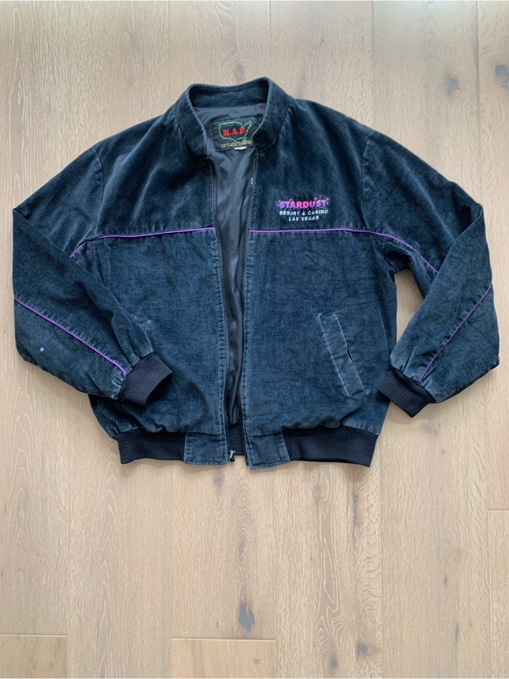 Vintage Stardust Casino M.A.P Corduroy Bomber Jacket Grunge